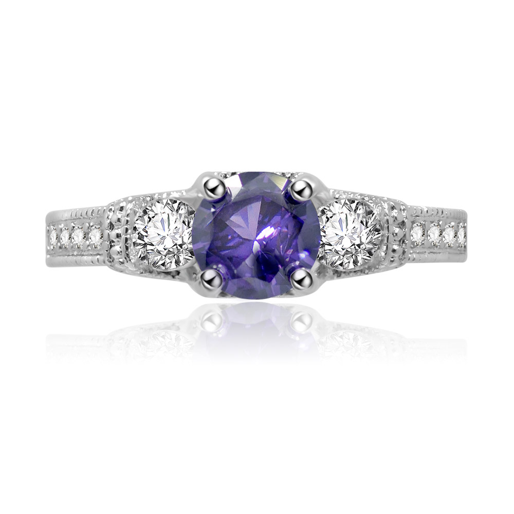 Purple Amethyst Elegant Engagement Ring